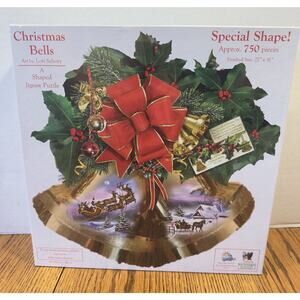 RARE (2014) HTF Christmas Bells 750 Pc Puzzle Bell Shaped By Lori Schory SEALEDp